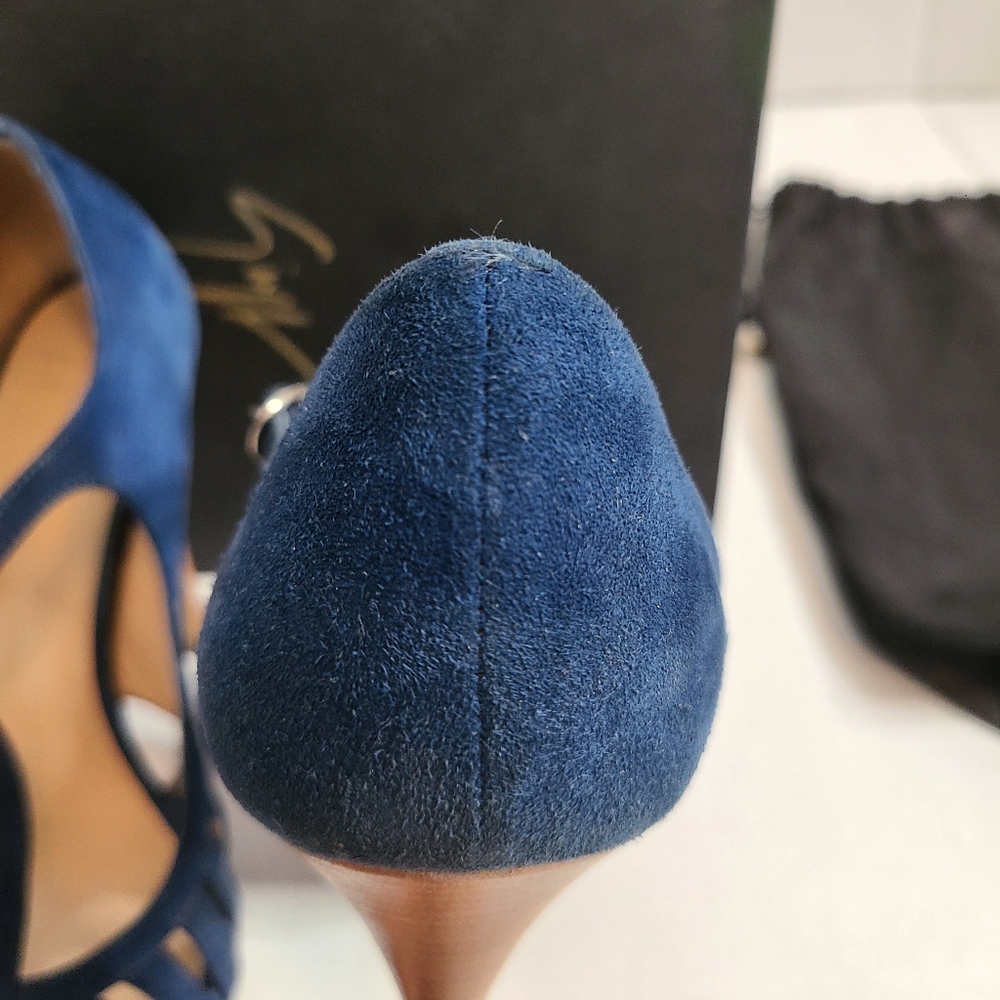 Giuseppe Zanotti Blue Suede Heels - Picture 10 of 15